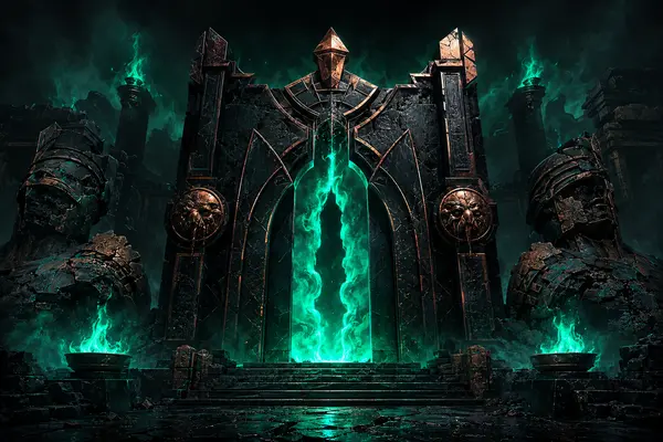 Gates of Hades -pelin alkuperäinen Atefia-tyylinen kuvitus